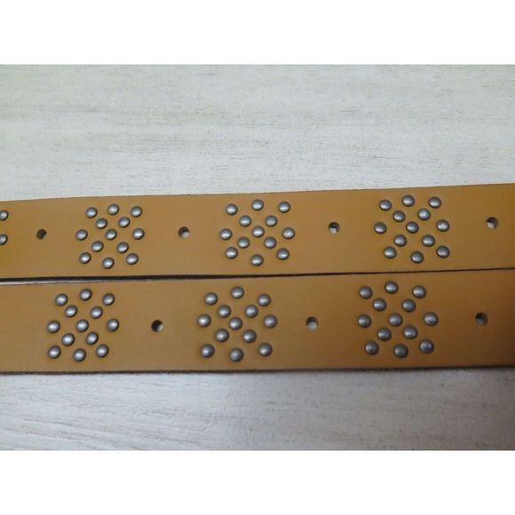 LUCKY BRAND WOMENS SZ M/L COGNAC BROWN LEATHER SILVER TONED STUDDED BELT $60+ - Picture 7 of 9